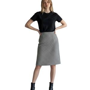 Evan Picone Wool Houndstooth Pencil Skirt Dark Academia Old Money 12P